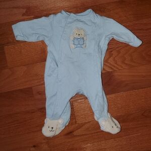 Little Me Newborn Cotton Blue Bear Kids Footie